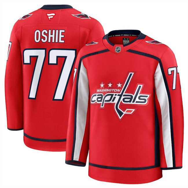 Mens Washington Capitals #77 TJ Oshie Red 2024-25 Home Stitched Hockey Jersey Dzhi